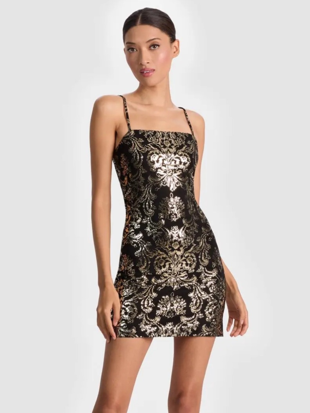 NWT Alice + Olivia Fifi Metallic Jacquard Mini Dress
